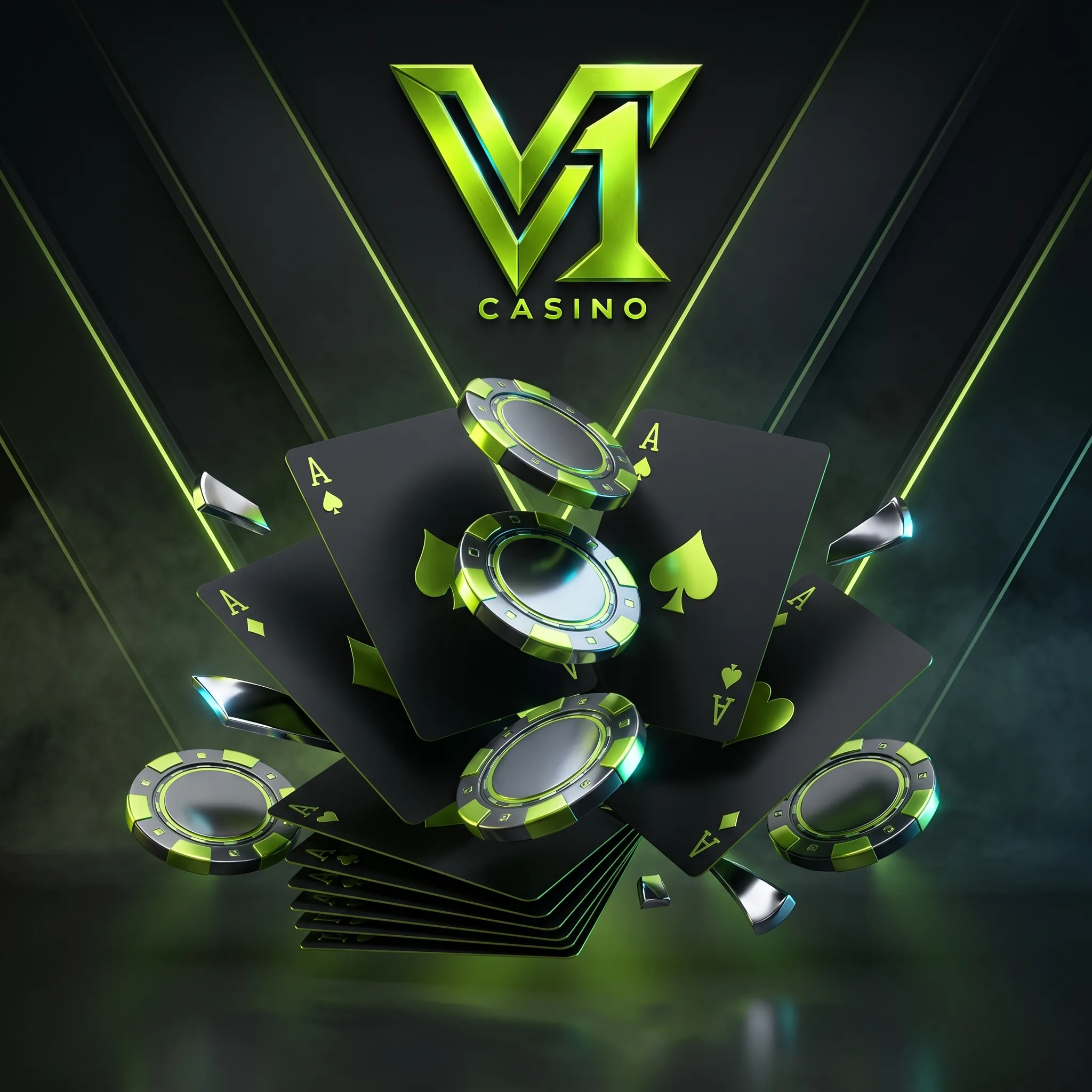 V1 Casino cards and chips artwork